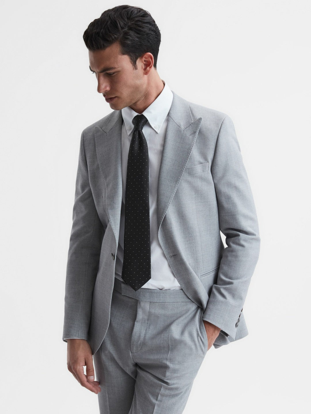 Polka Dot Silk Tie in Black | Reiss Men Featured