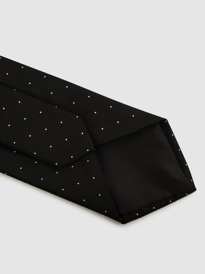 Polka Dot Silk Tie in Black | Reiss Men Featured