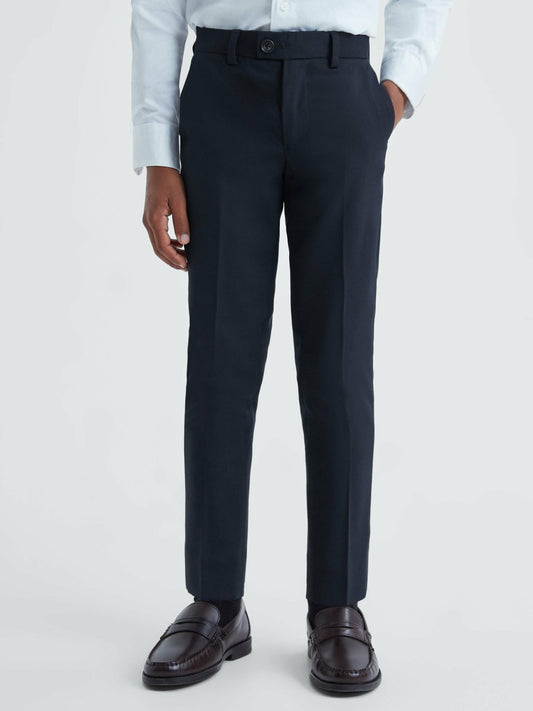 9-14 yrs Wool Blend Adjustable Trousers in Navy | Reiss Children & Baby Trending