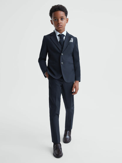 9-14 yrs Wool Blend Adjustable Trousers in Navy | Reiss Children & Baby Trending