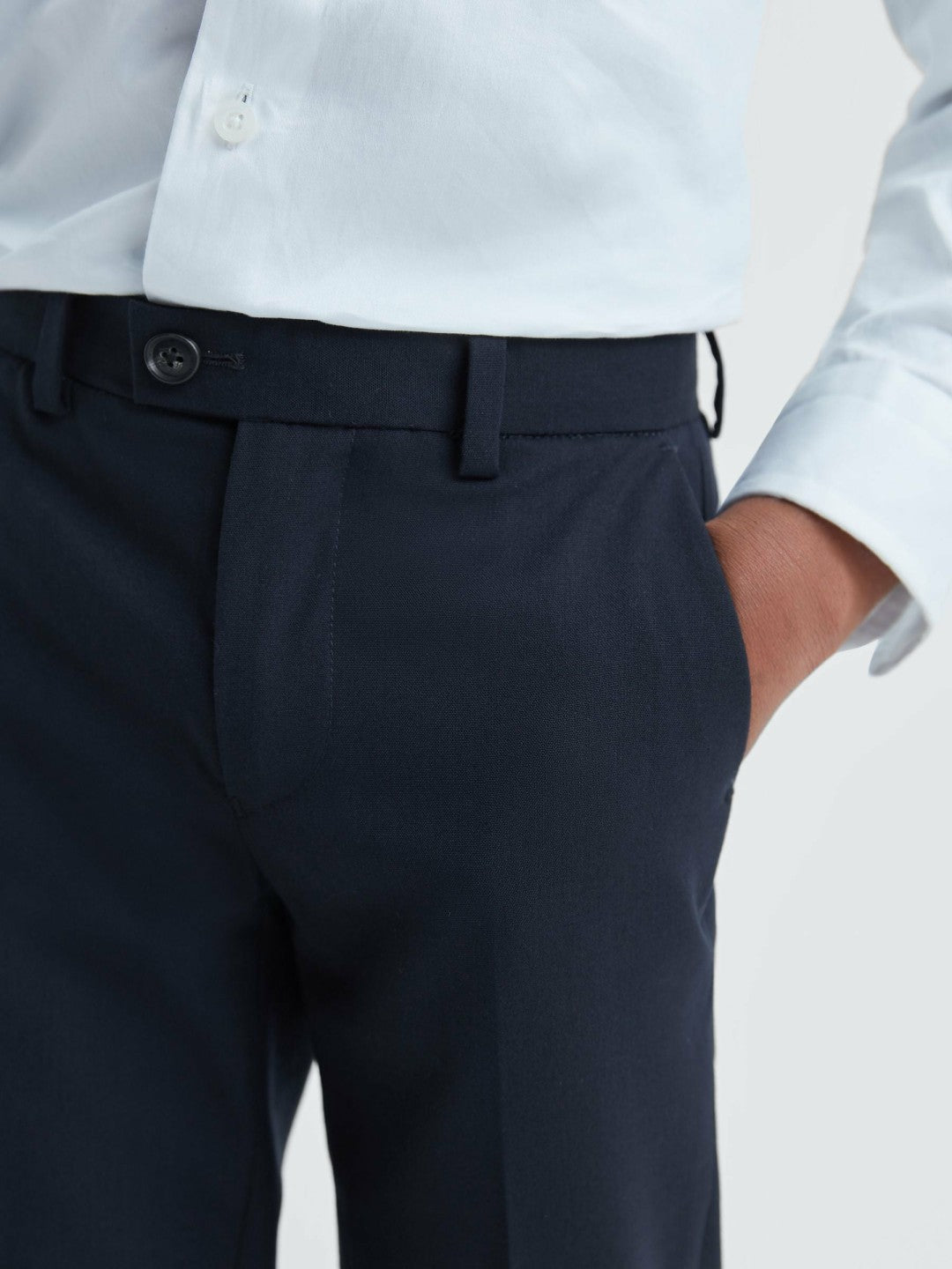 9-14 yrs Wool Blend Adjustable Trousers in Navy | Reiss Children & Baby Trending