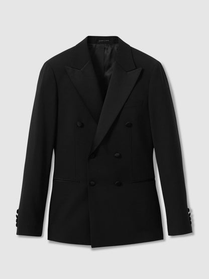 Double Breasted Tuxedo Slim Fit Jacket in Black | Reiss Men Popular