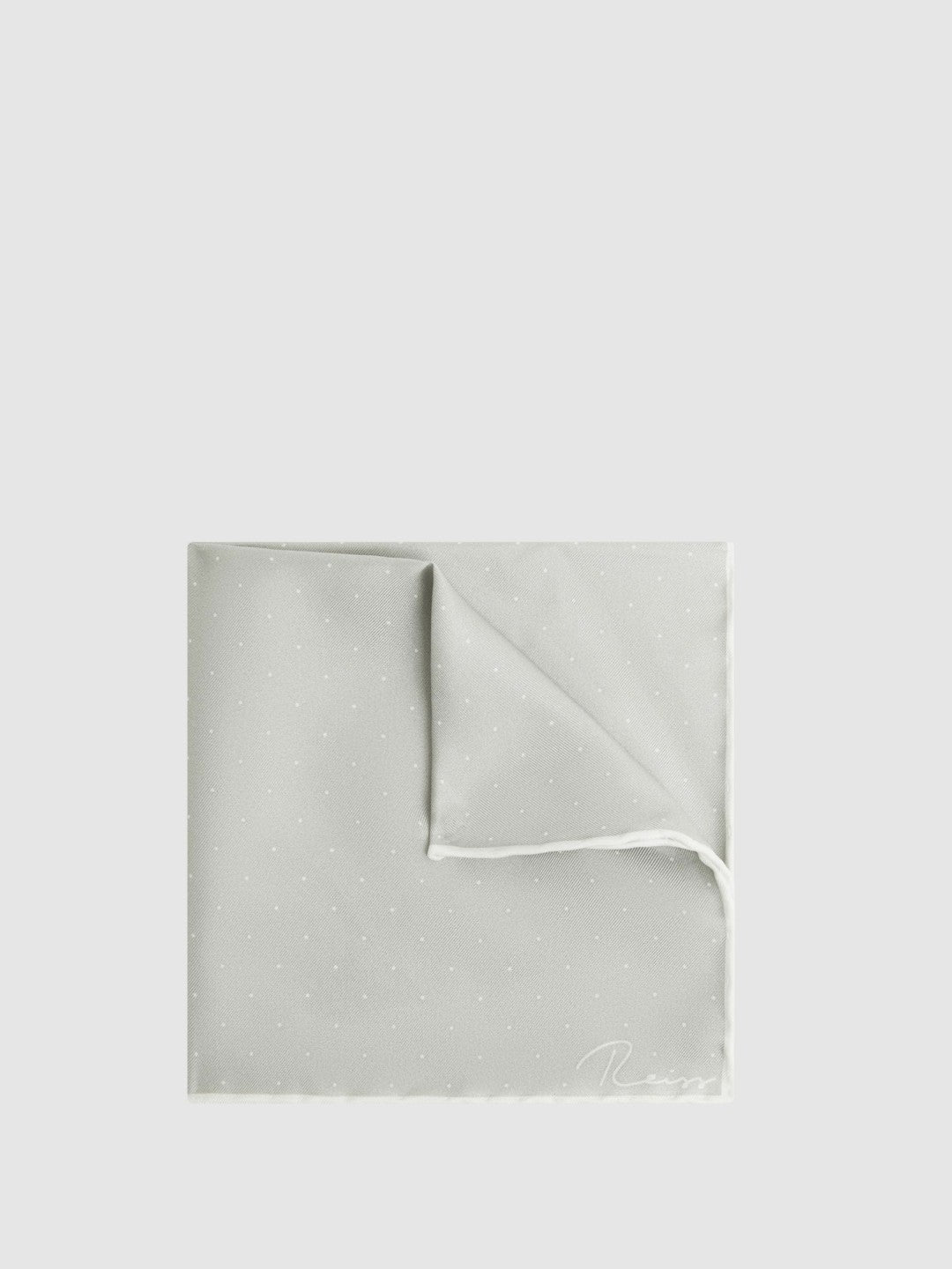 Polka Dot Silk Pocket Square in Silver | Reiss Men Featured