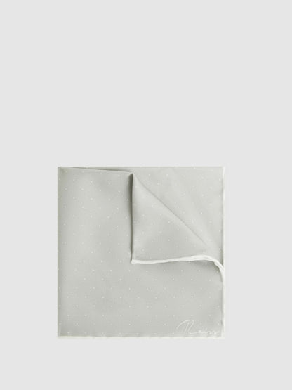 Polka Dot Silk Pocket Square in Silver | Reiss Men Featured