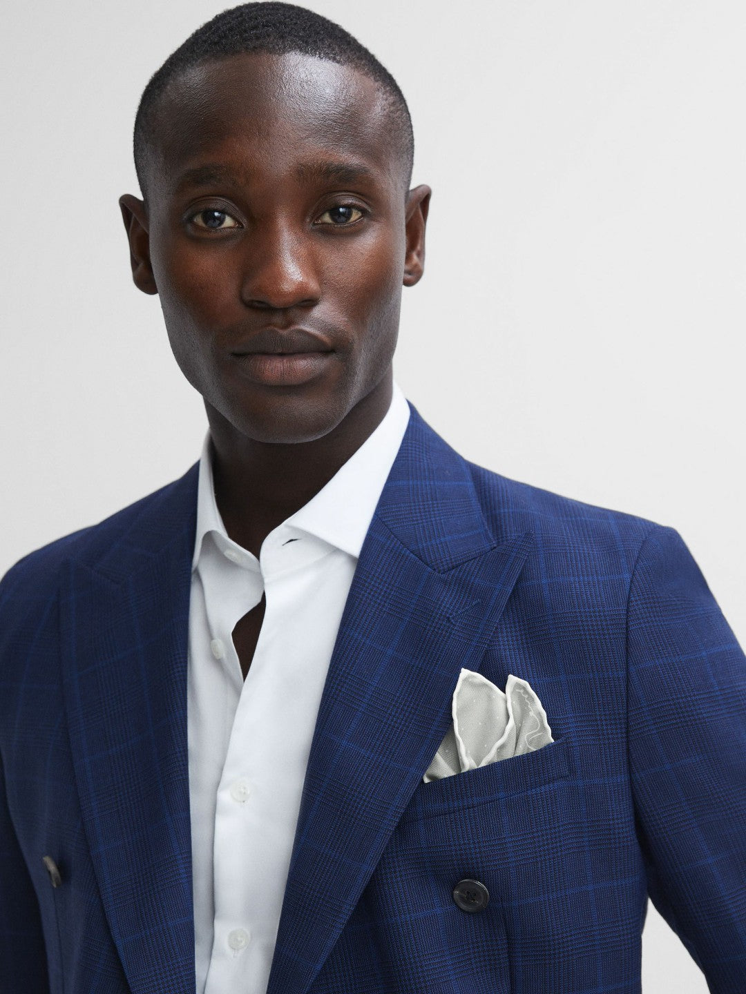 Polka Dot Silk Pocket Square in Silver | Reiss Men Featured