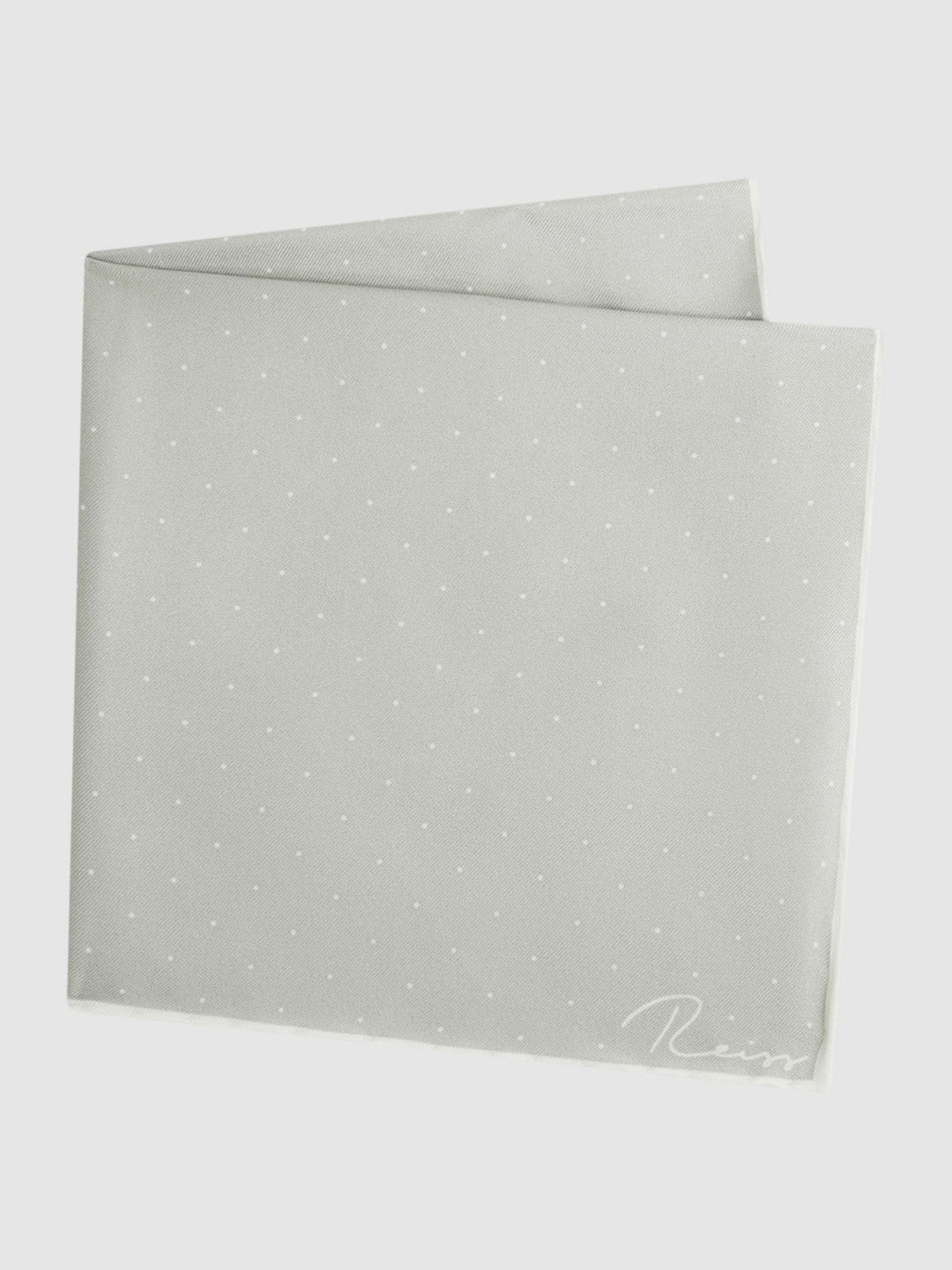 Polka Dot Silk Pocket Square in Silver | Reiss Men Featured