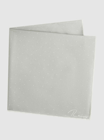 Polka Dot Silk Pocket Square in Silver | Reiss Men Featured