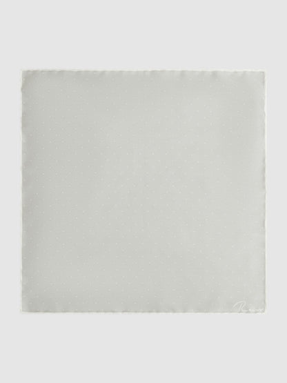Polka Dot Silk Pocket Square in Silver | Reiss Men Featured
