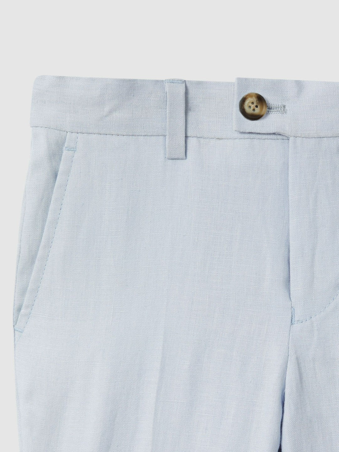 9-13 yrs Slim Fit Linen Adjustable Trousers in Soft Blue | Reiss Children & Baby Signature