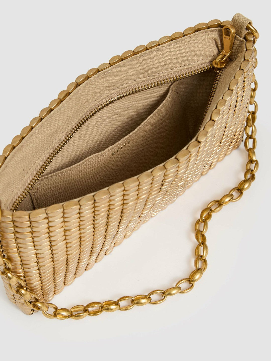 Beaded Removable Strap Shoulder Bag in Gold | Reiss Women Recommended