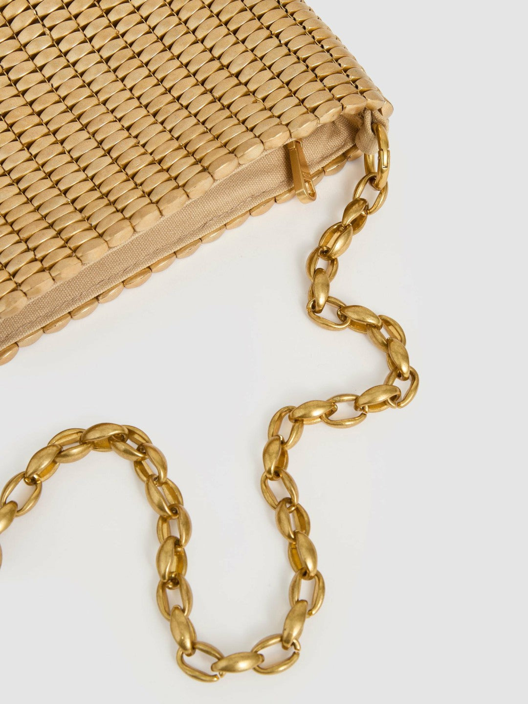 Beaded Removable Strap Shoulder Bag in Gold | Reiss Women Recommended