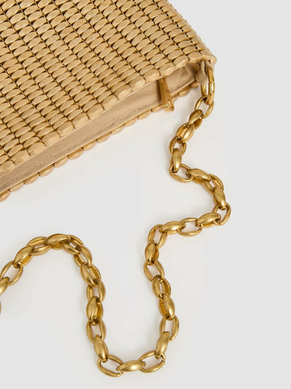 Beaded Removable Strap Shoulder Bag in Gold | Reiss Women Recommended