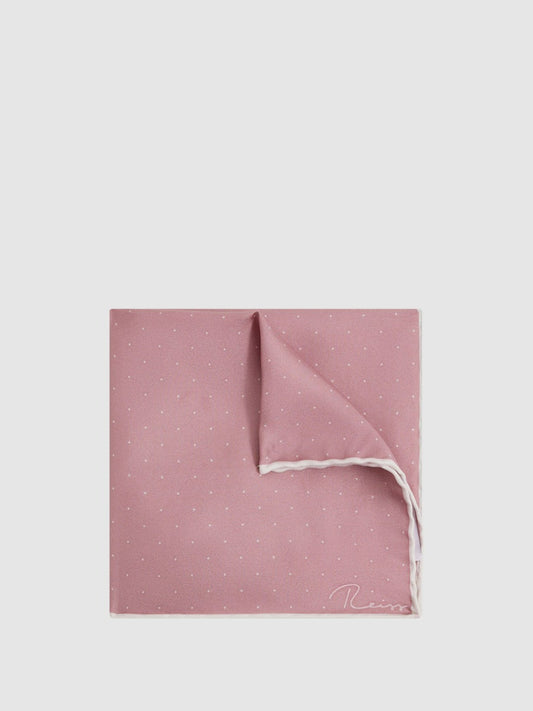 Polka Dot Silk Pocket Square in Pink | Reiss Men New
