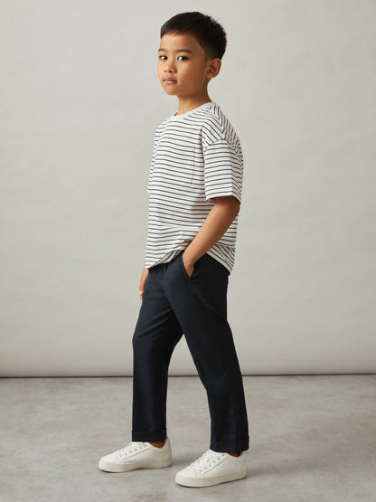 3-9 yrs Relaxed Elasticated Trousers with Turn-Ups in Navy | Reiss Children & Baby New