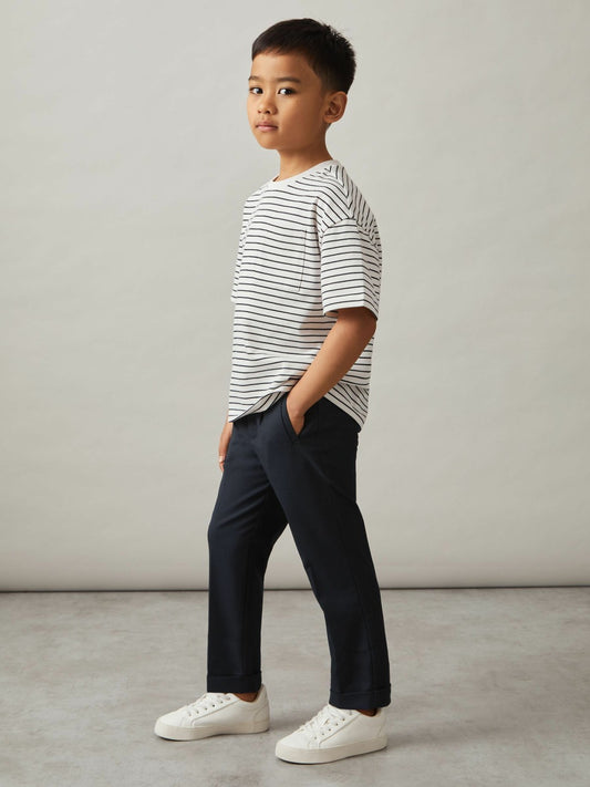 3-9 yrs Relaxed Elasticated Trousers with Turn-Ups in Navy | Reiss Children & Baby New