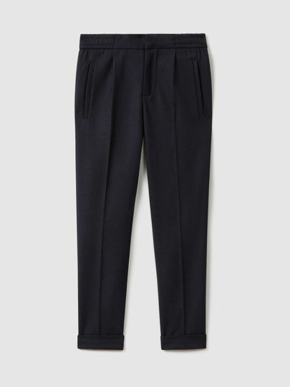 3-9 yrs Relaxed Elasticated Trousers with Turn-Ups in Navy | Reiss Children & Baby New