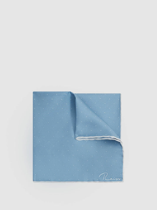 Polka Dot Silk Pocket Square in Blue | Reiss Men Featured