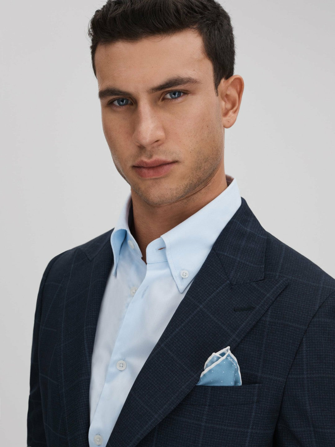 Polka Dot Silk Pocket Square in Blue | Reiss Men Featured