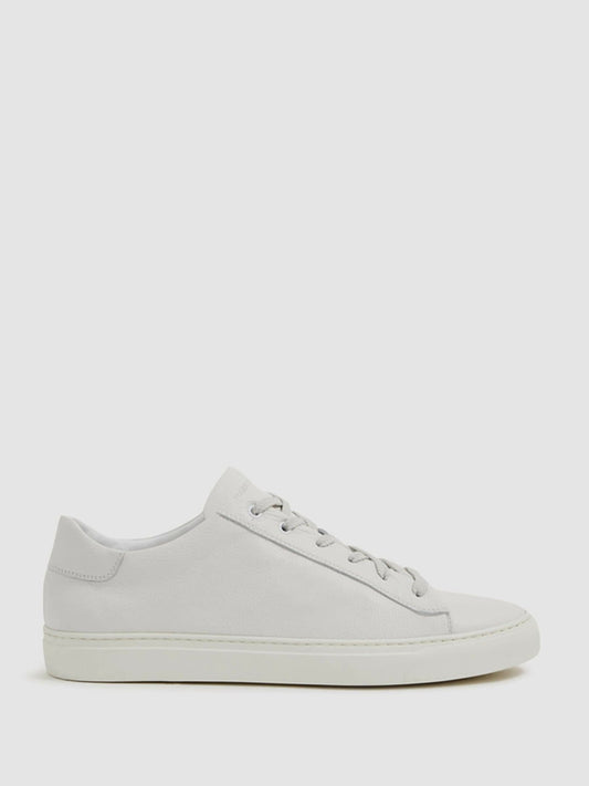 Harrys of London Grained Leather Trainers in White | Reiss Men Popular