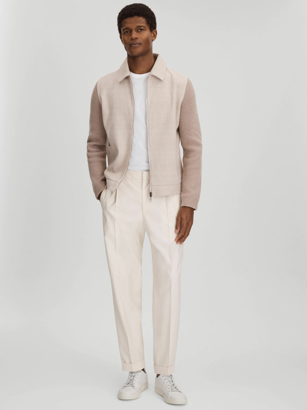 Harrys of London Grained Leather Trainers in White | Reiss Men Popular