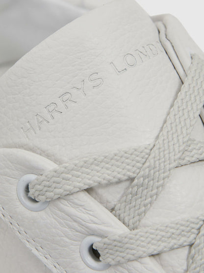 Harrys of London Grained Leather Trainers in White | Reiss Men Popular