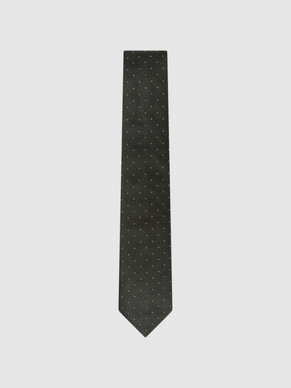 Polka Dot Silk Tie in Dark Green | Reiss Men New