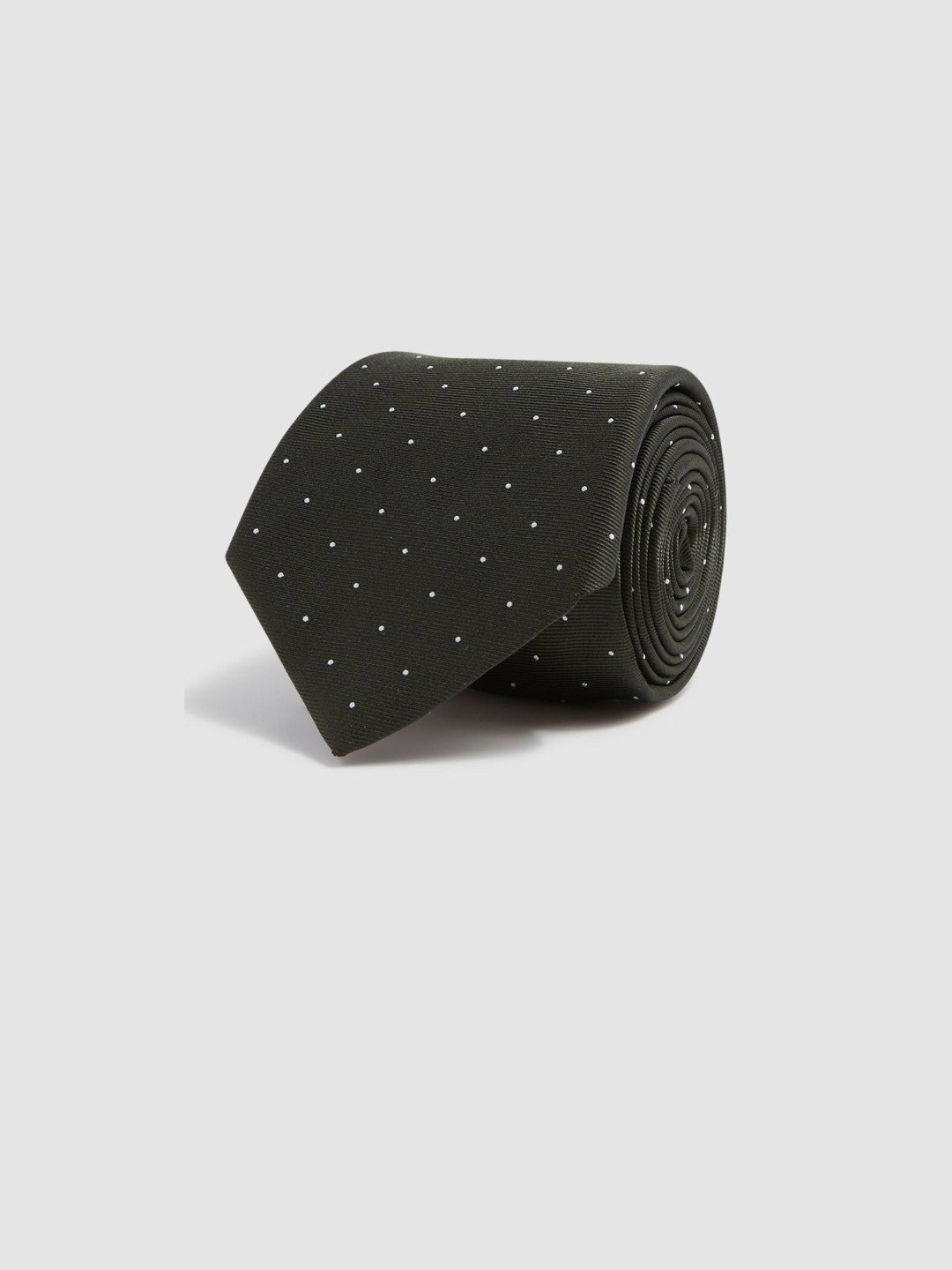 Polka Dot Silk Tie in Dark Green | Reiss Men New