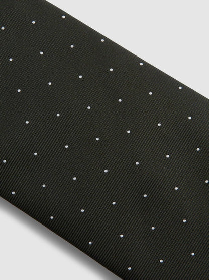 Polka Dot Silk Tie in Dark Green | Reiss Men New