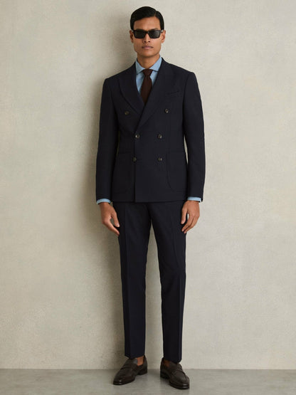 Double Breasted Suit Blazer Slim Fit in Navy | Reiss Men Signature