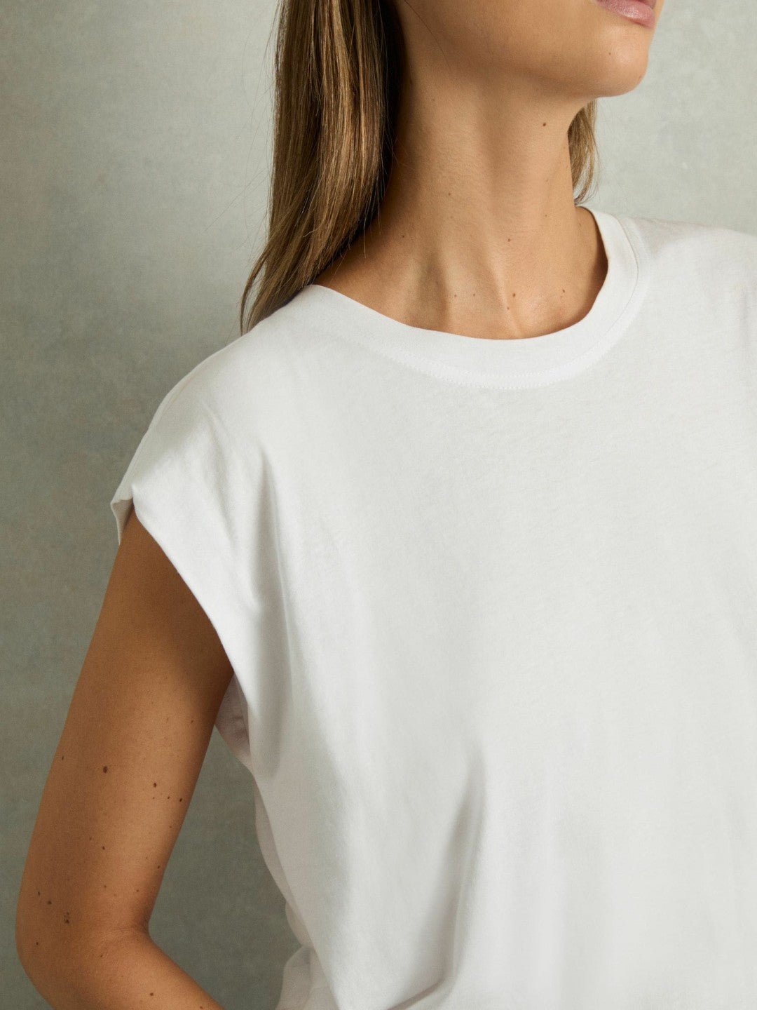 Cotton Capped Sleeve T-Shirt in White | Reiss Women Popular