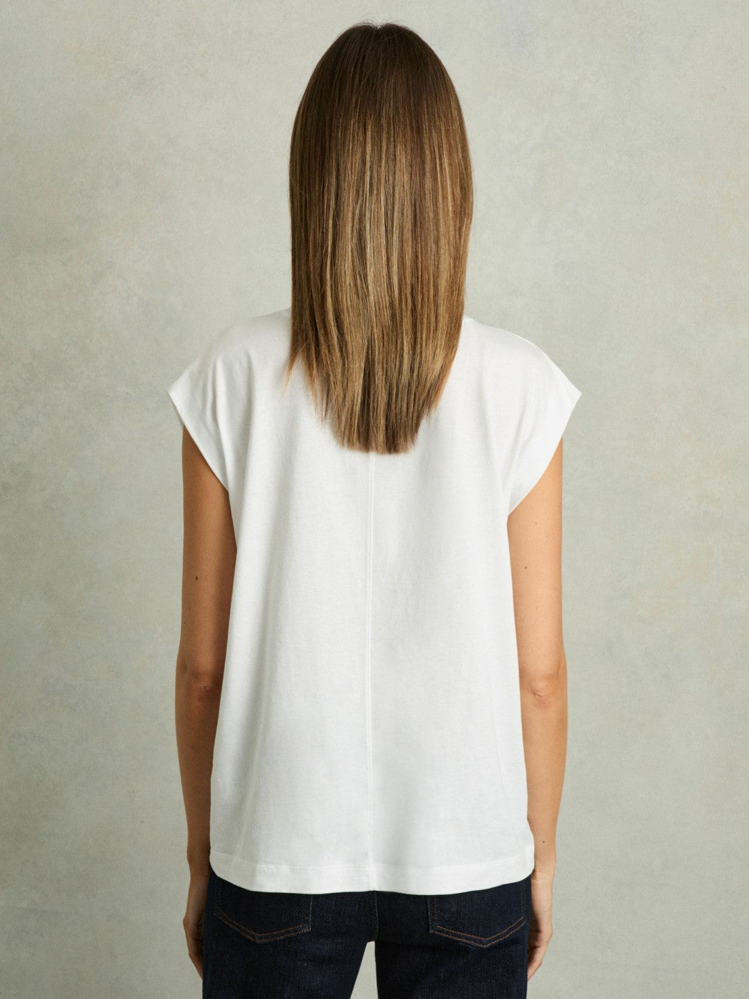 Cotton Capped Sleeve T-Shirt in White | Reiss Women Popular