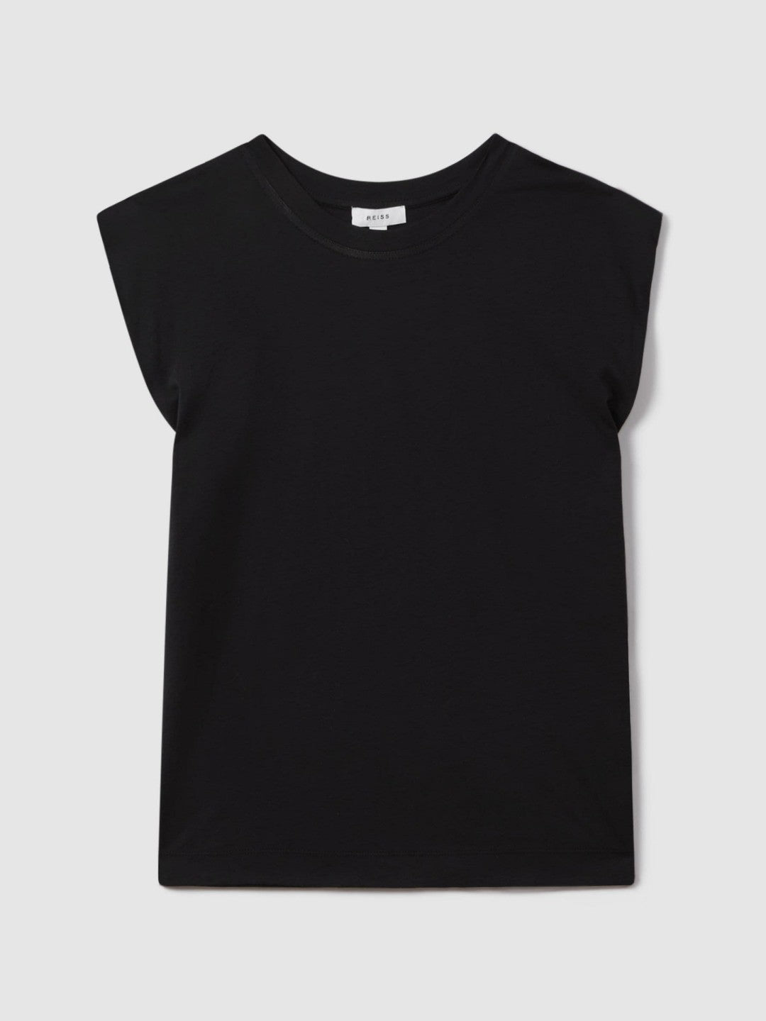 Cotton Capped Sleeve T-Shirt in Black | Reiss Women Trending