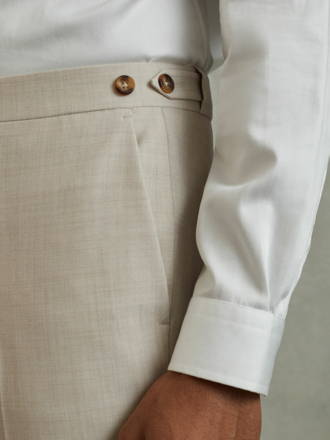 Slim Fit Side Adjuster Trousers in Stone | Reiss Men Best Seller