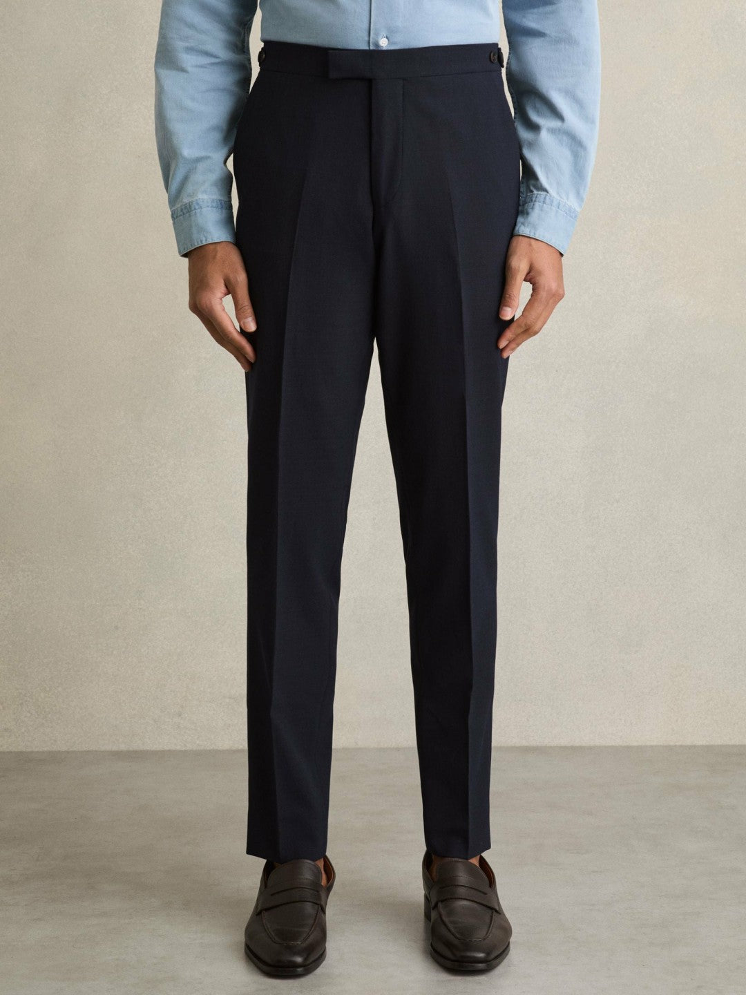 Slim Fit Side Adjuster Trousers in Navy | Reiss Men Best Seller