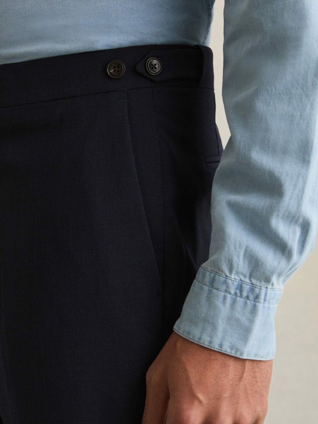 Slim Fit Side Adjuster Trousers in Navy | Reiss Men Best Seller