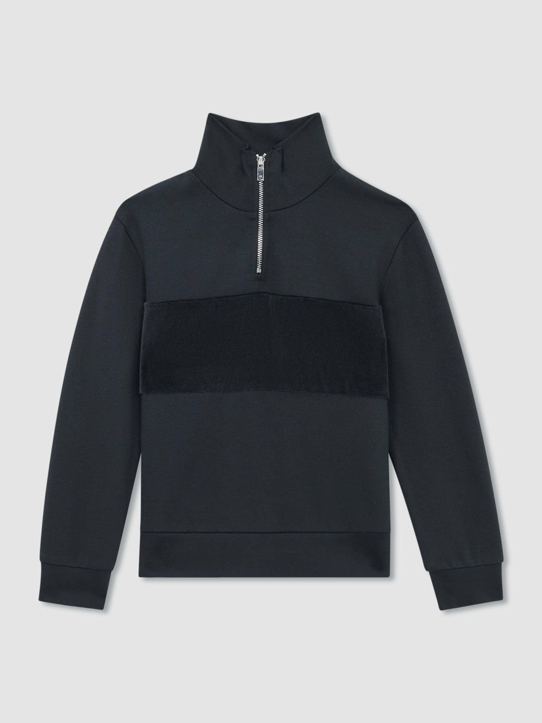 9-13 yrs Slim Fit Half-Zip Funnel Neck Velour Sweatshirt in Navy | Reiss Children & Baby Best Seller