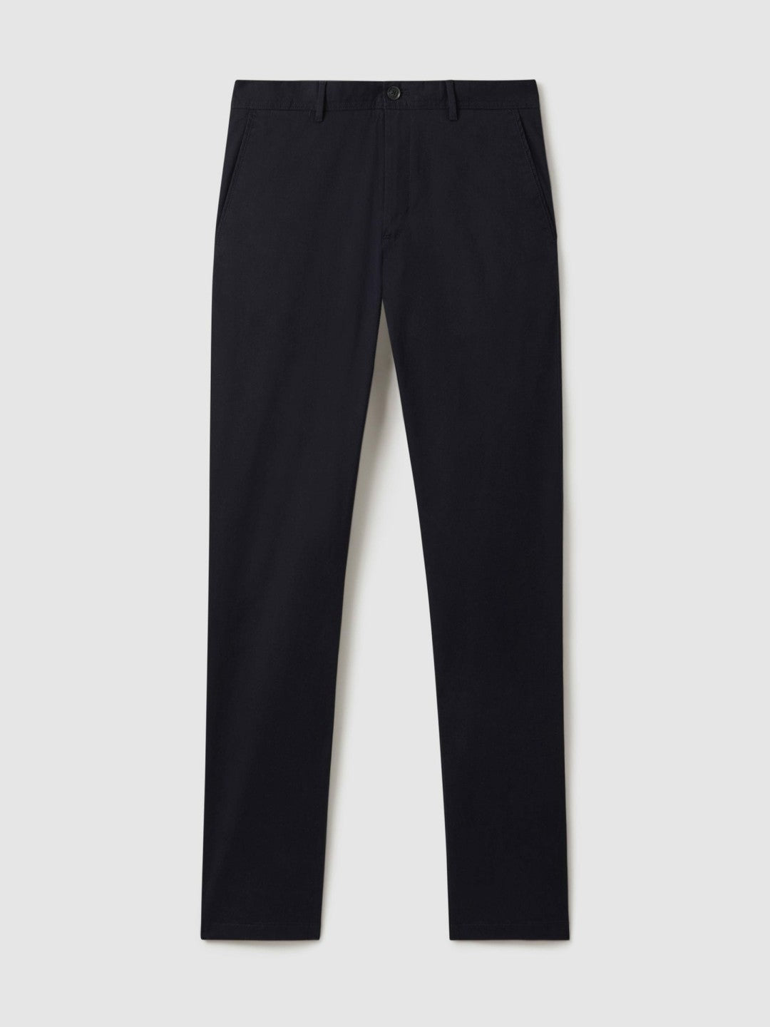 Slim Fit Washed Cotton Blend Chinos in Navy | Reiss Men Recommended