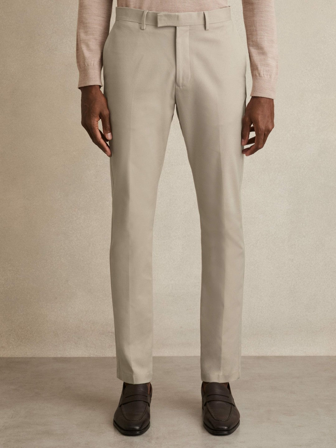 Slim Fit Cotton Blend Chinos in Stone | Reiss Men Premium
