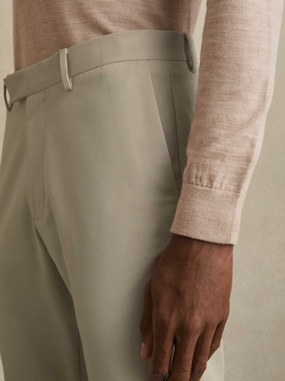 Slim Fit Cotton Blend Chinos in Stone | Reiss Men Premium