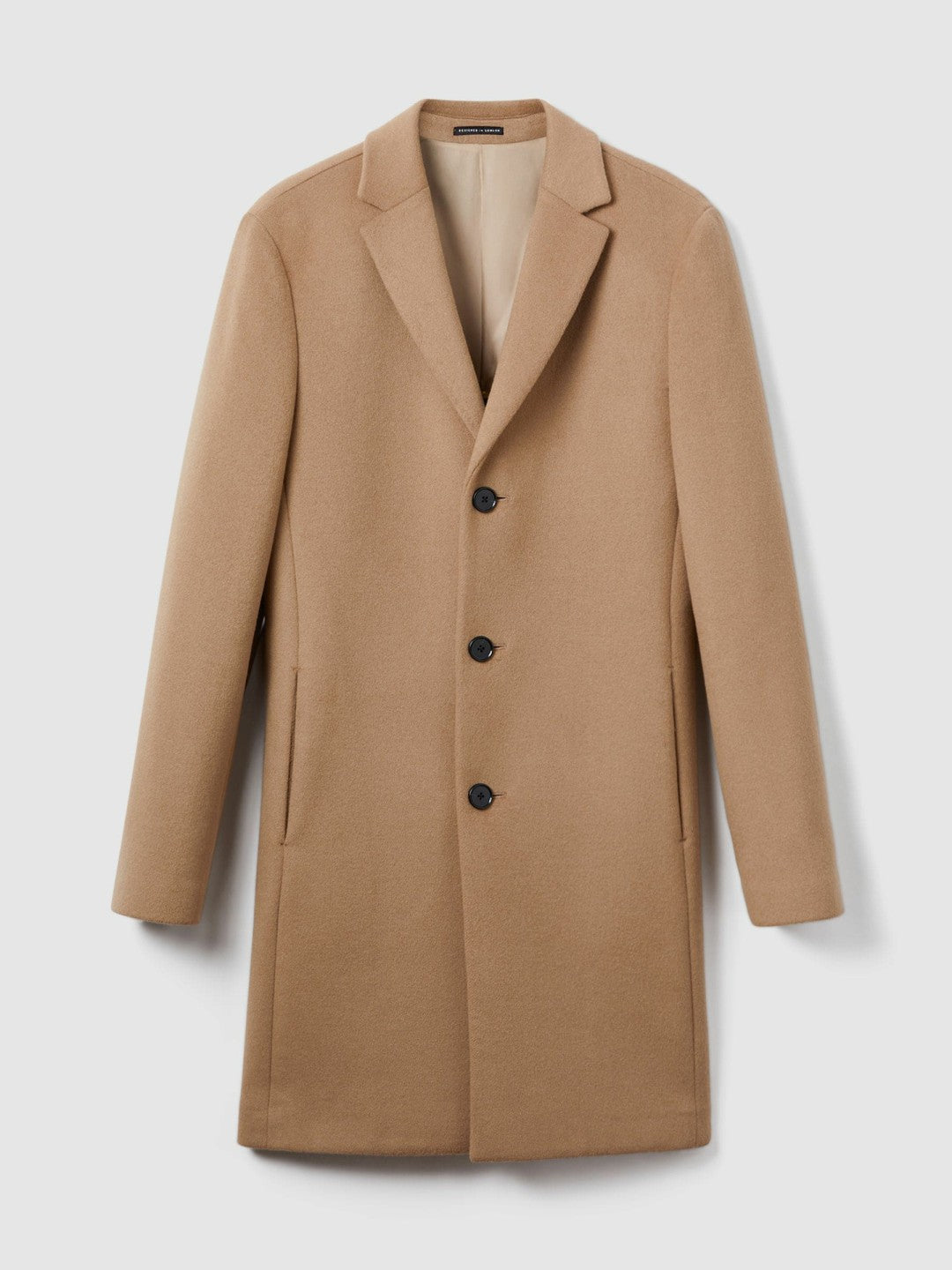Wool Blend Single Breasted Epsom Overcoat in Camel | Reiss Men Trending