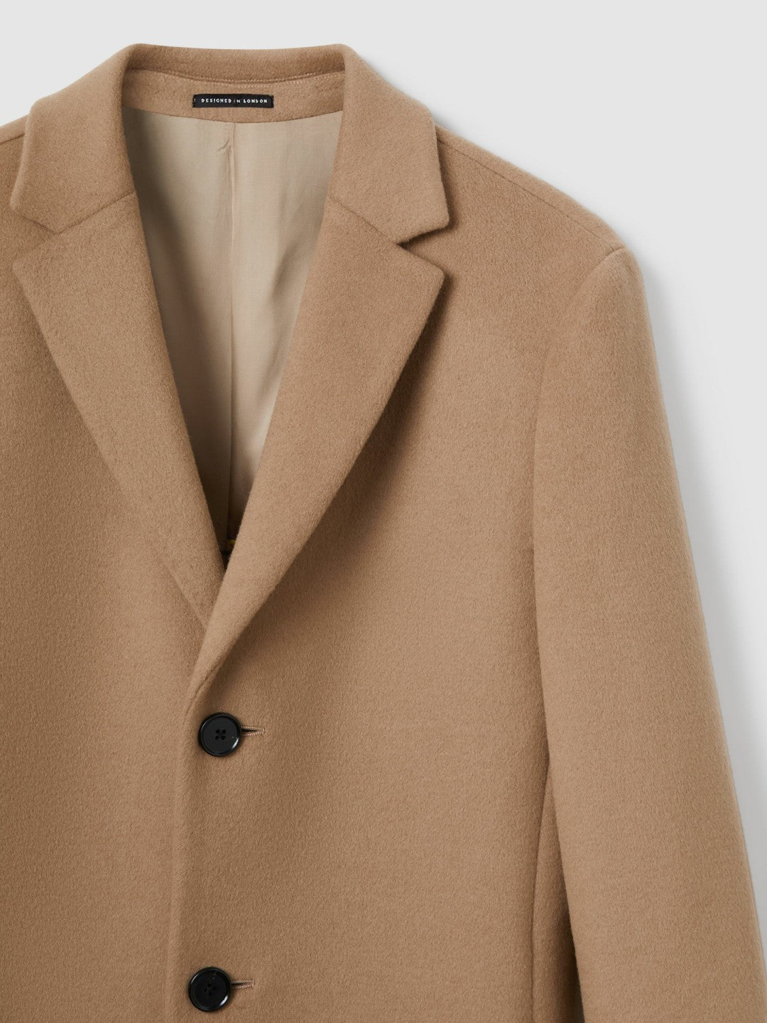 Wool Blend Single Breasted Epsom Overcoat in Camel | Reiss Men Trending