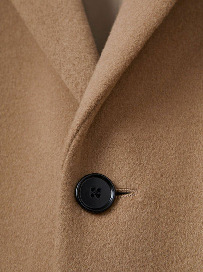 Wool Blend Single Breasted Epsom Overcoat in Camel | Reiss Men Trending