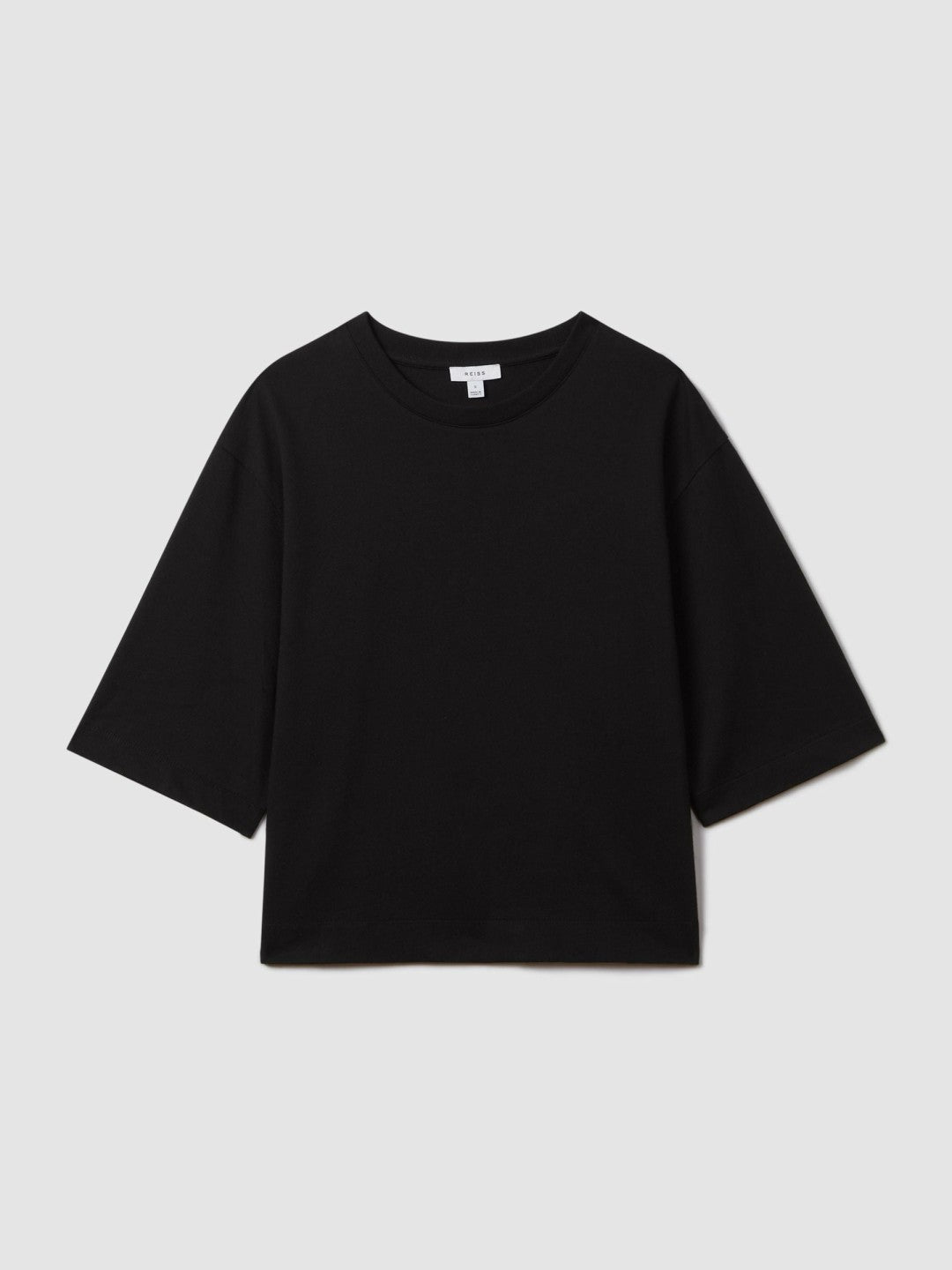 Oversized Cotton Crew Neck T-Shirt in Black | Reiss Women Trending