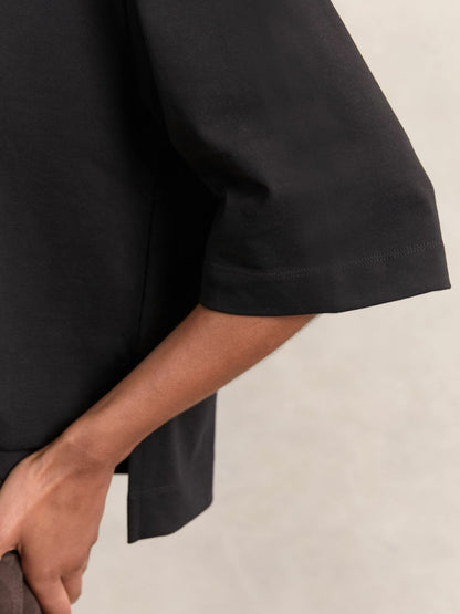 Oversized Cotton Crew Neck T-Shirt in Black | Reiss Women Trending