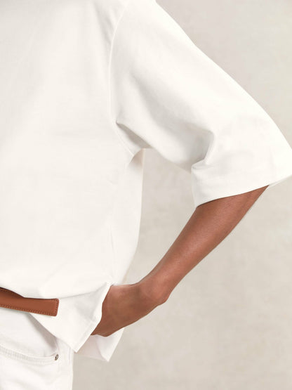 Oversized Cotton Crew Neck T-Shirt in White | Reiss Women Trending