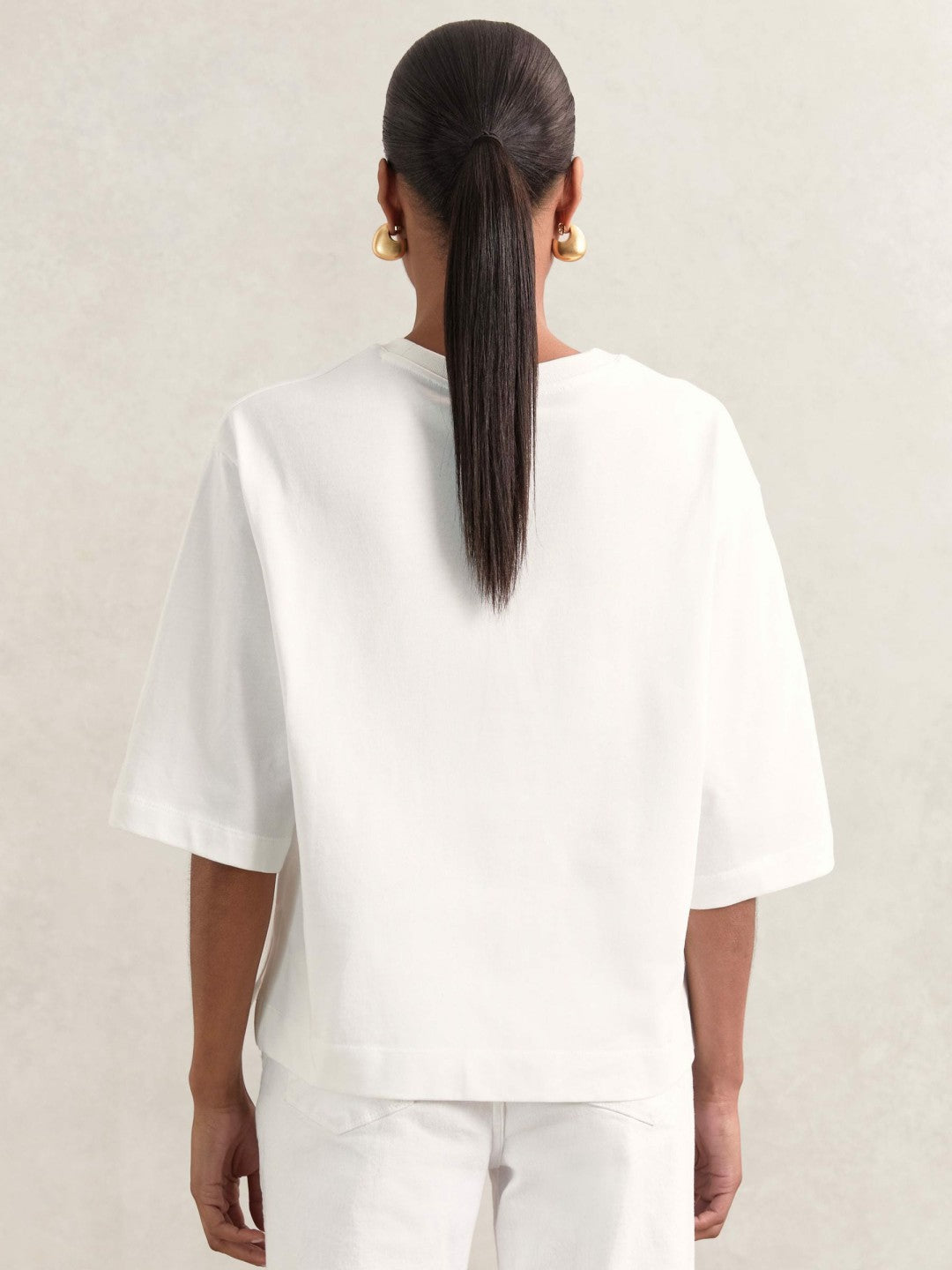 Oversized Cotton Crew Neck T-Shirt in White | Reiss Women Trending
