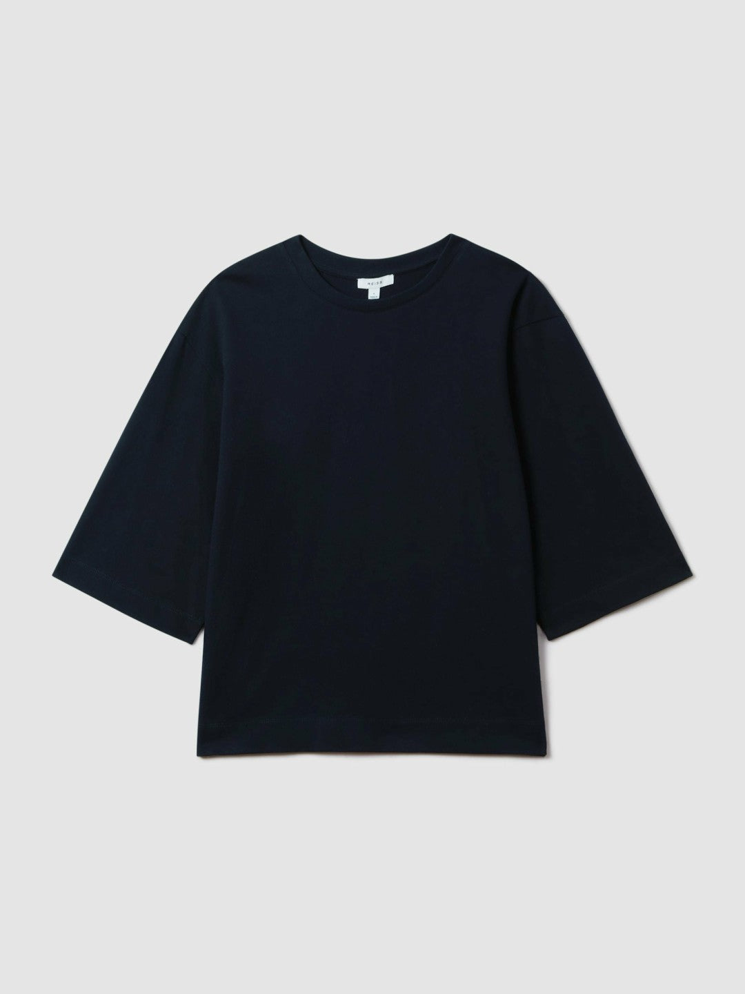 Oversized Cotton Crew Neck T-Shirt in Navy | Reiss Women Featured