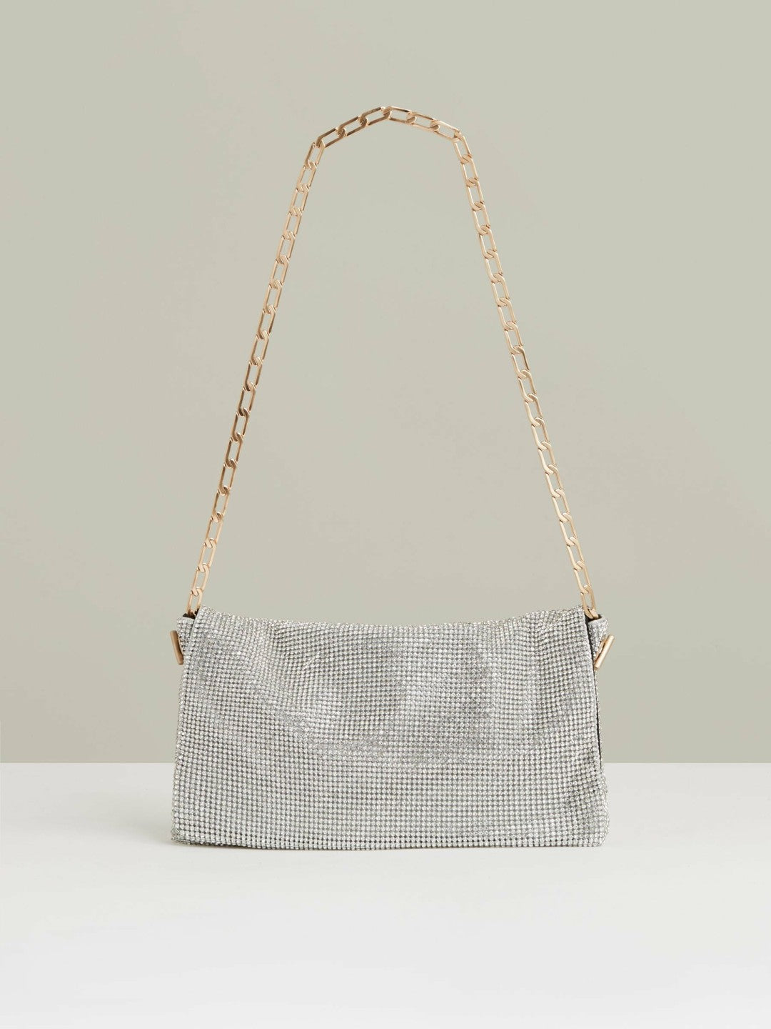 Embellished Chainmail Shoulder Bag in Silver | Reiss Women Featured
