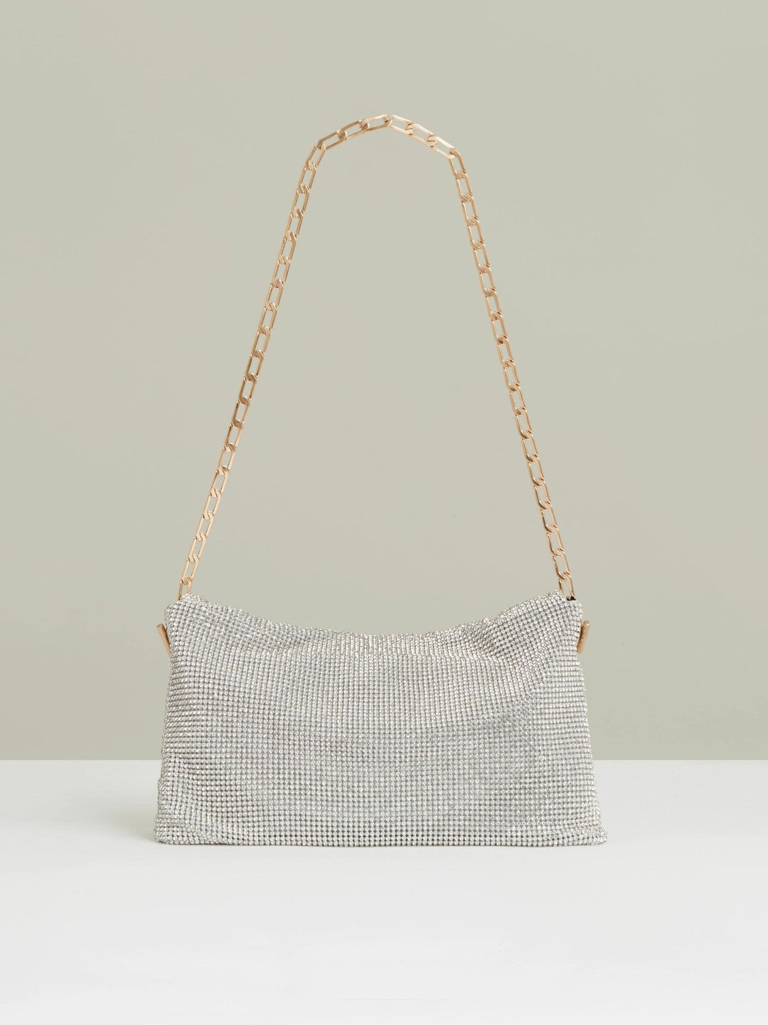 Embellished Chainmail Shoulder Bag in Silver | Reiss Women Featured