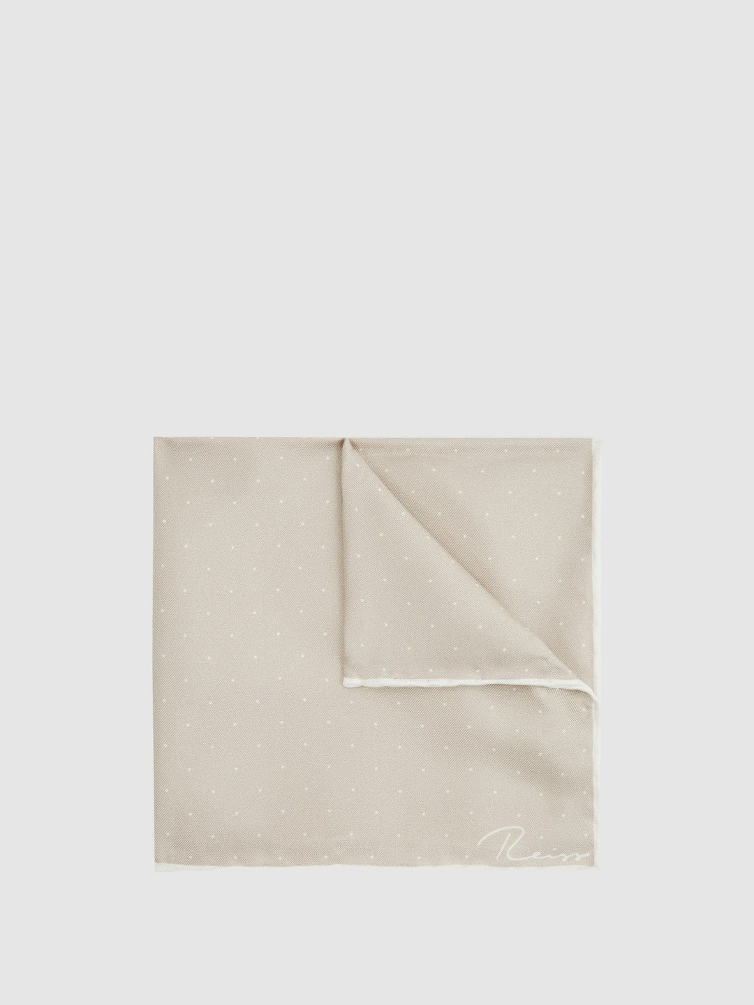 Polka Dot Silk Pocket Square in Stone | Reiss Men Popular